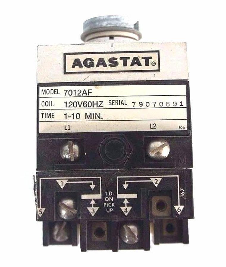 Used AGASTAT 7012AF TIMING RELAY 1-10 MIN. 120V 60HZ COIL 7012-AF