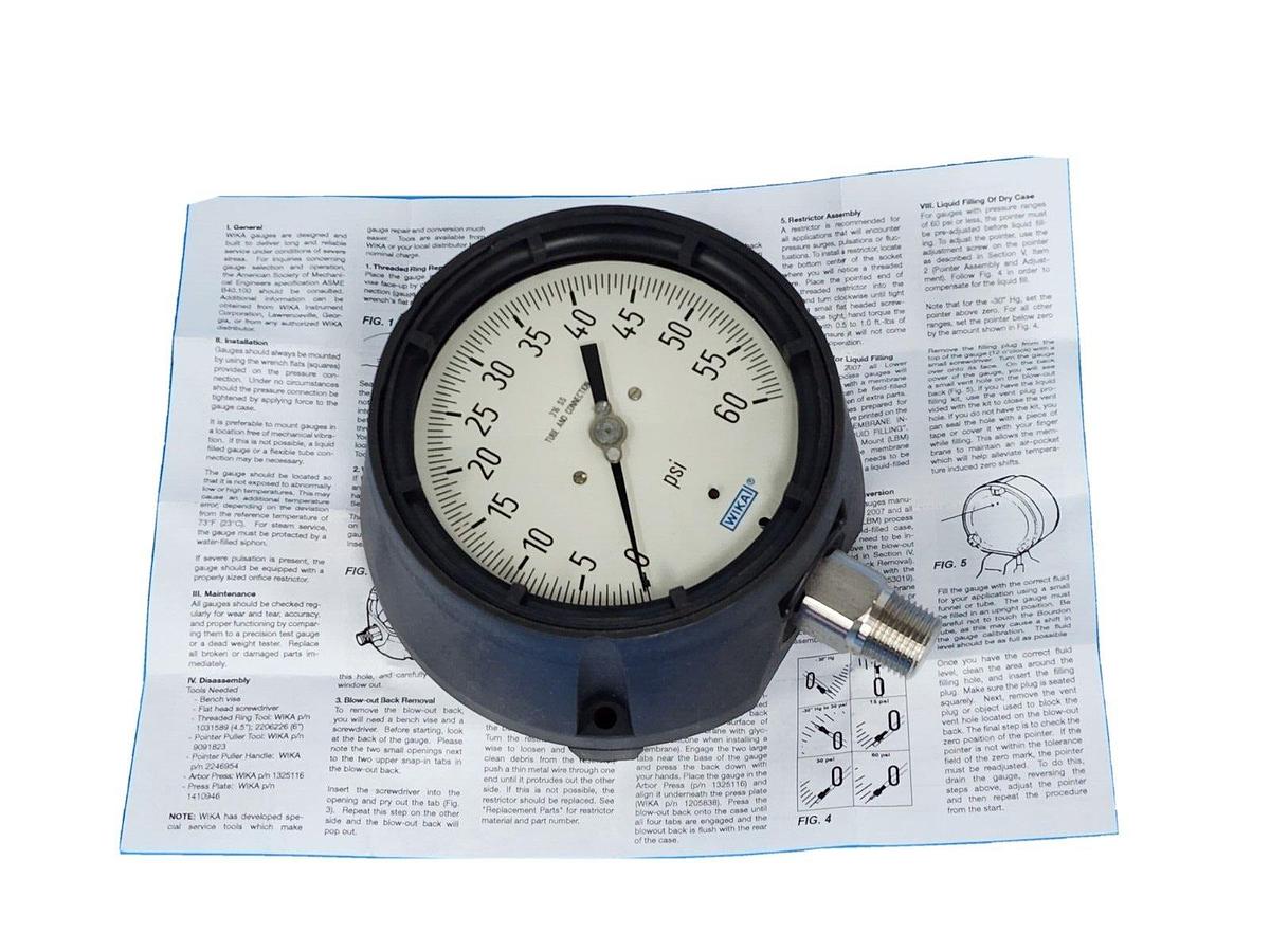 NEW WIKA 233.34 4.5'' / 2333445 PRESSURE GAUGE 60PSI 1/2''NPT 9834006