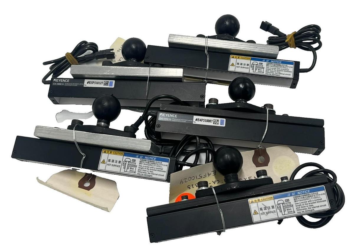 LOT OF 5 KEYENCE CA-DBB13 LED BLUE LIGHT BAR UNIT W/ RAM BALL ADAPTER MOUNT NSNP