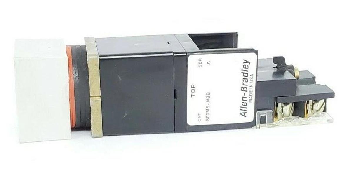 Used ALLEN BRADLEY 800MS-J42B SER. A SELECTOR SWITCH W/ 800M-XAK SER. A CONTACT BLOCK