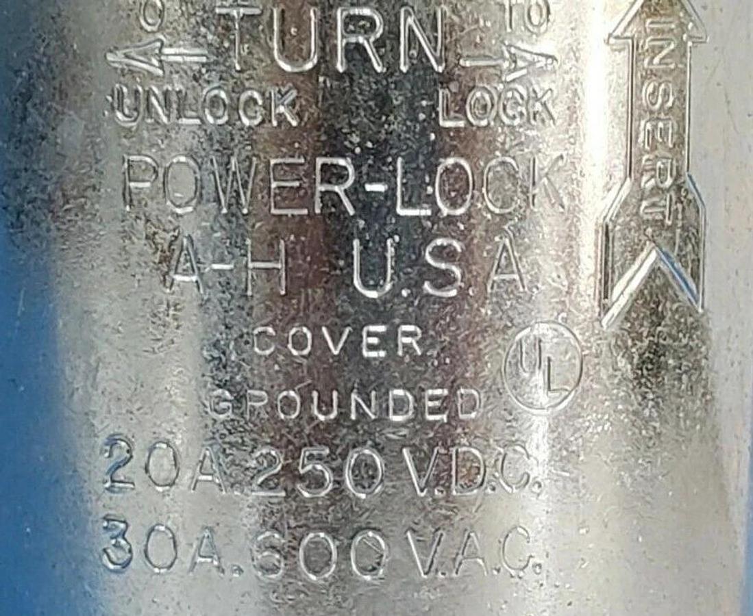 Used ARROW-HART A-H POWER-LOCK RECEPTACLE 20A 250VDC / 30A 300VAC