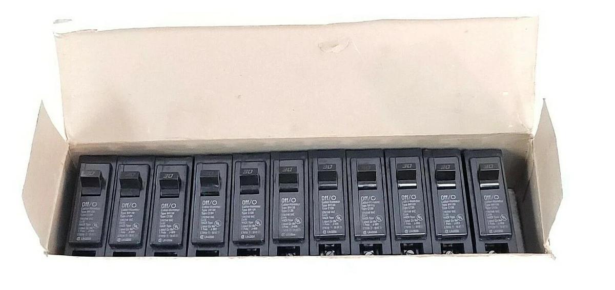 Used BOX OF 11 NEW CHALLENGER C130 CIRCUIT BREAKERS TYPE C 1P, 30A