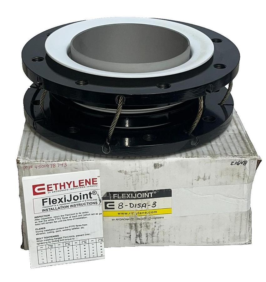 Used Ethylene FlexiJoint 8-DISA-3 8" PTFE Expansion Joint Bellows Flange New Surplus