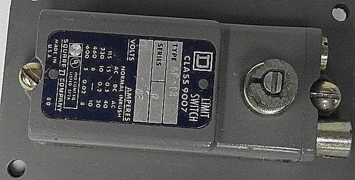 Used NEW SQUARE D 9007-AF-12 LIMIT SWITCH 9007AF12, SER. D