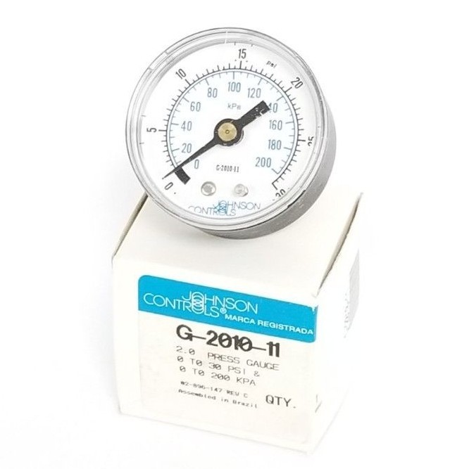 NIB JOHNSON CONTROLS G-2010-11 PRESSURE GAUGE 2INCH 0-30PSIG 0-200KPA