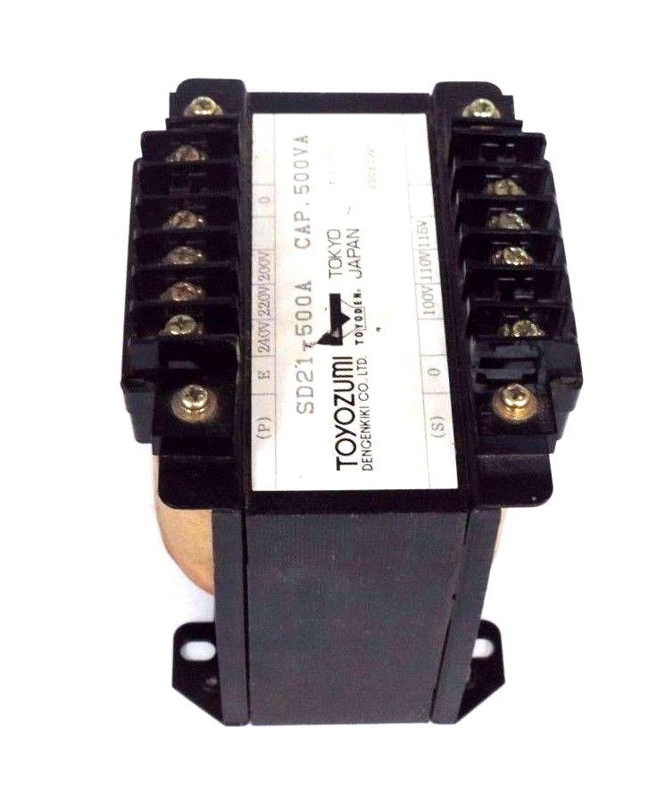 Used TOYOZUMI DENGENKIKI SD21-500A TRANSFORMER 500VA, 50/60HZ, SD21500A