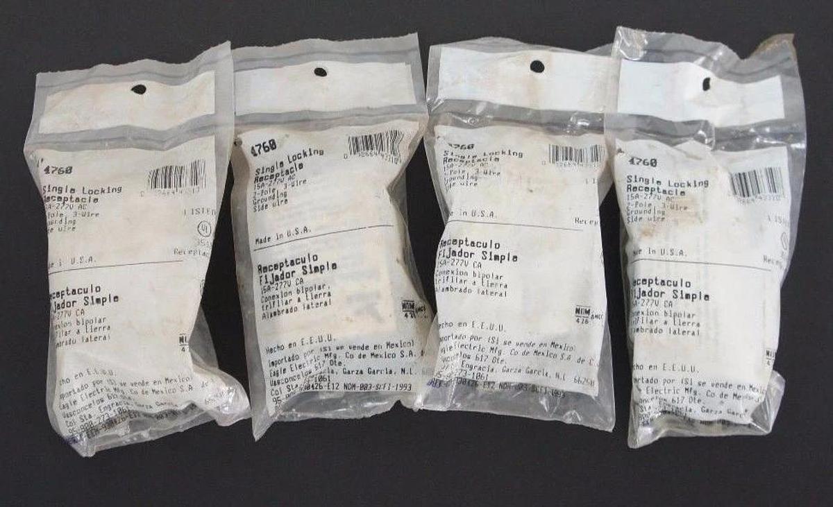 Used LOT OF 4 NIB LEVITON 4760 SINGLE LOCKING RECEPTACLES 15A, 277VAC