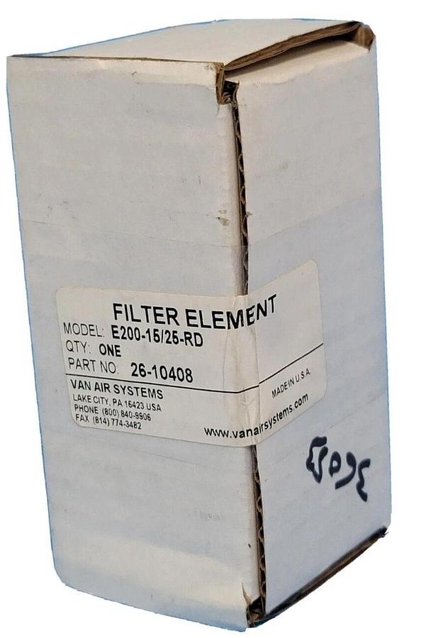 Used NIB VAN AIR SYSTEMS E200-15/25-RD FILTER ELEMENT P/N: 26-10408