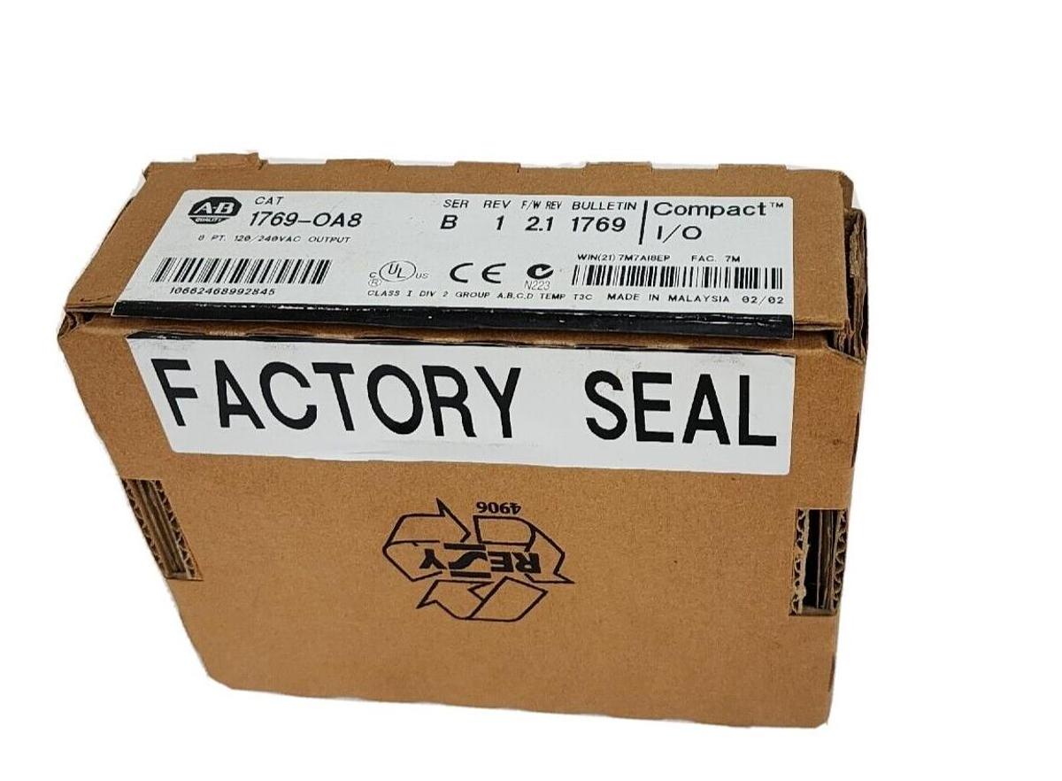 Used NIB ALLEN BRADLEY 1769-OA8 SER. B REV. 1 F/W REV. 2.1 COMPACT I/O MODULE 1769OA8