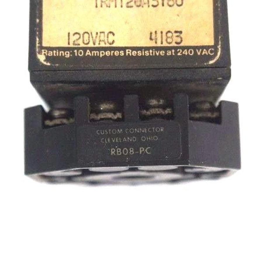 Used SSAC TRM120A3Y60 TIME DELAY RELAY 1-60 SEC W/ CUSTOM RB08-PC RELAY BASE