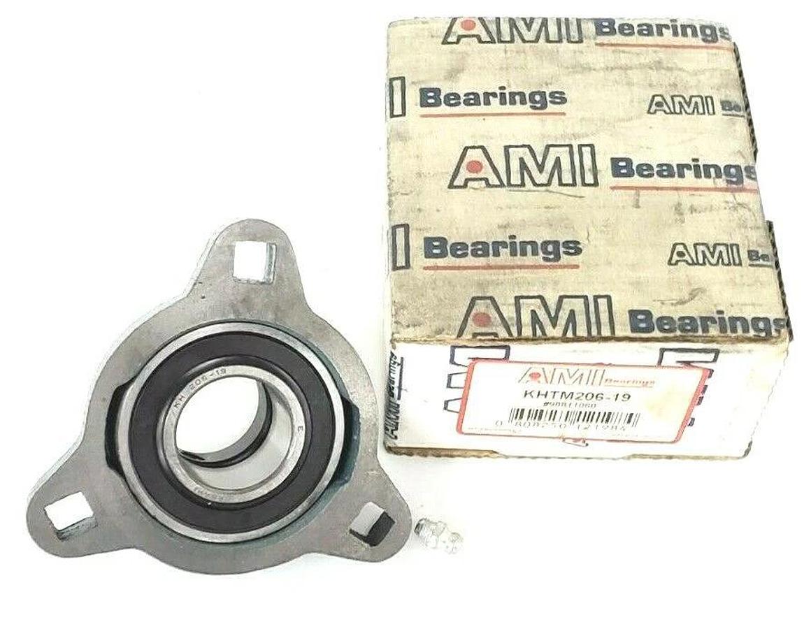 Used NIB AMI KHTM206-19 3-BOLT FLANGE BEARING #98811060