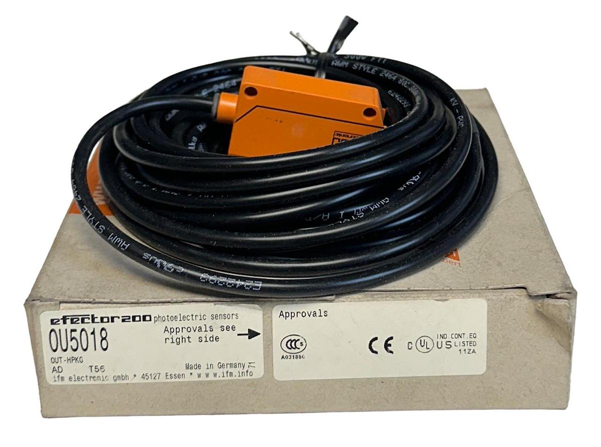 Used IFM EFECTOR 200 OUT-HPKG / OU5018 RETRO-REFLECTIVE DIFFUSE SENSOR 10-55VDC NSMP