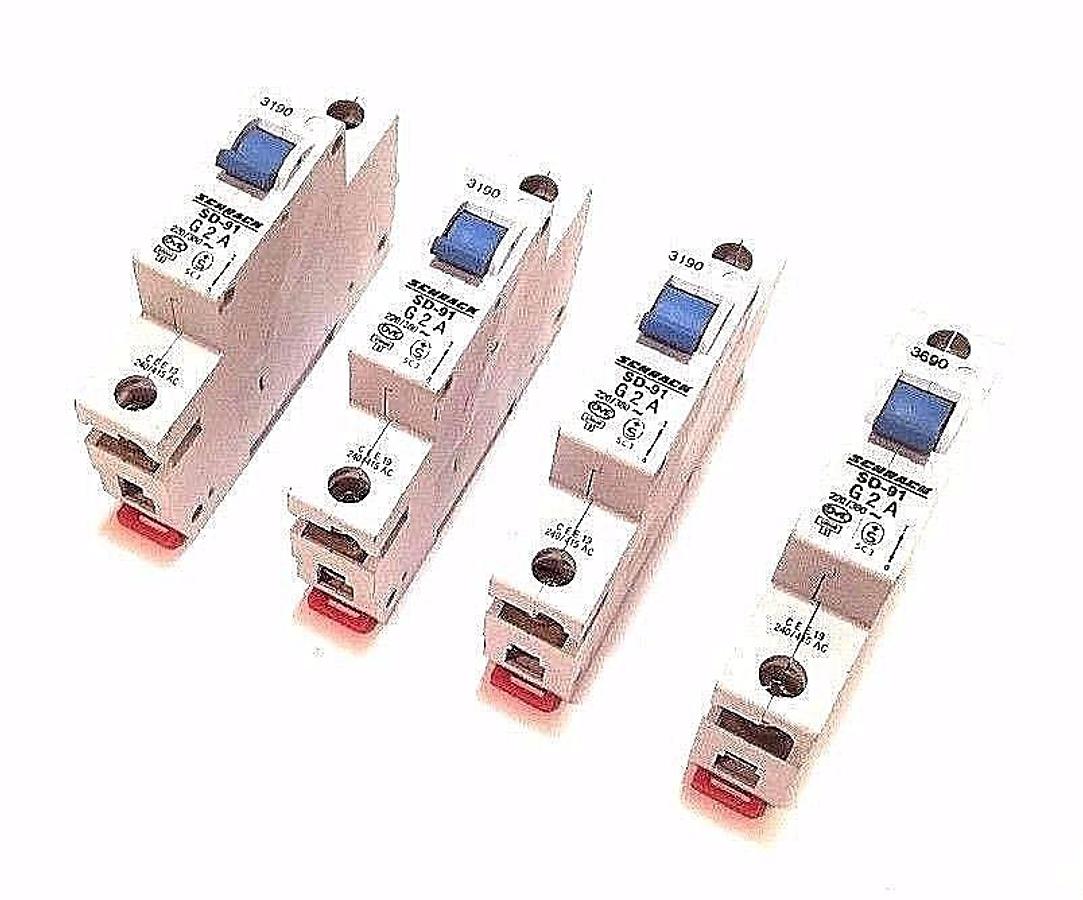 Used LOT OF 4 NEW SCHRACK SD-91-G2A CIRCUIT BREAKERS SD91, 3190, 220/380V, 2AMP
