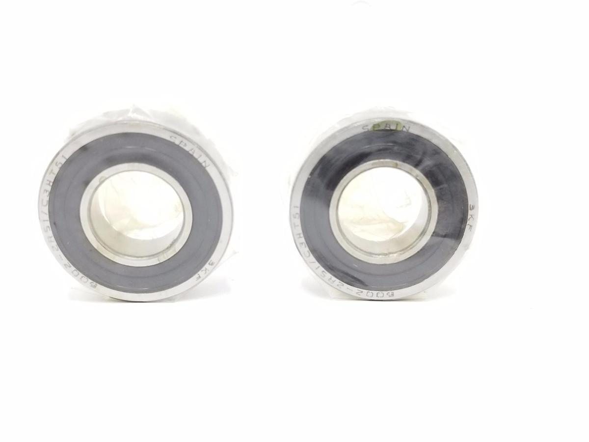 LOT OF 2 NEW SKF 6002-2RS1/C3HT51 BEARINGS 15X32X9MM, 60022RS1C3HT51