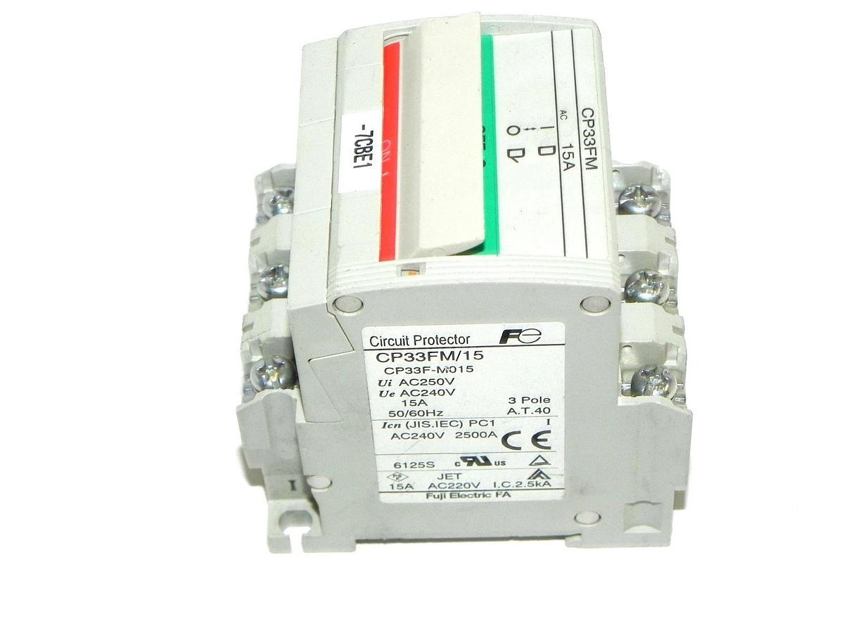 Used FUJI ELECTRIC CP33FM/15 CIRCUIT BREAKER 15AMP 3POLE CP33F-M015 CP33FM