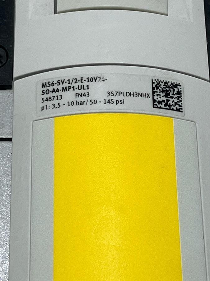Used Festo MS6 Pneumatic Assembly: MS6-SV-1/2 Safety Valve + MS6-LFM Filter + MS6-FRM