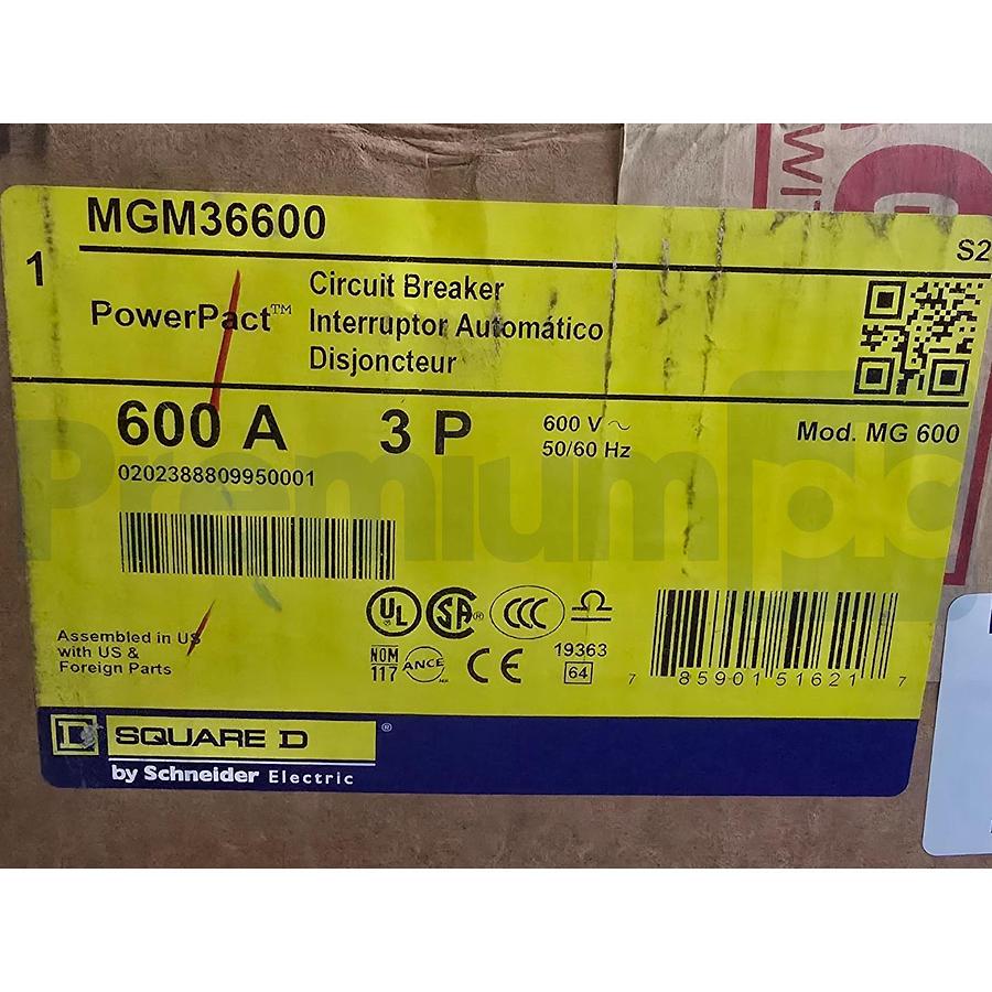 Square D MGM36600 PowerPact M-Frame Circuit Breaker 3-Pole 600A 600V NEW (read)