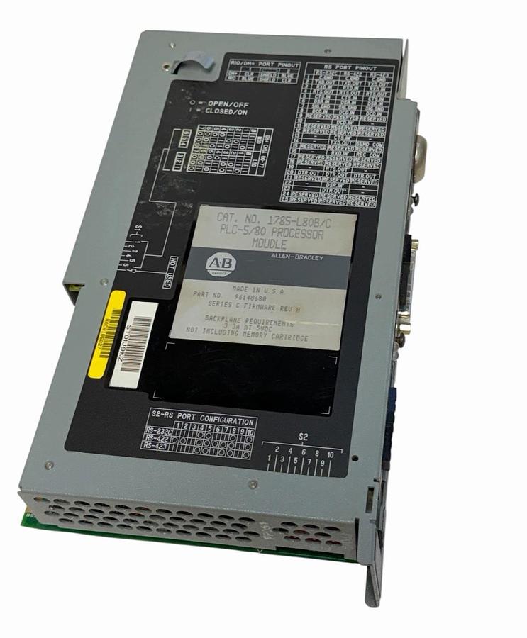 Used ALLEN BRADLEY 1785-L80B/C PLC-5/80 PROCESSOR MODULE F/W REV: H (NO KEY)