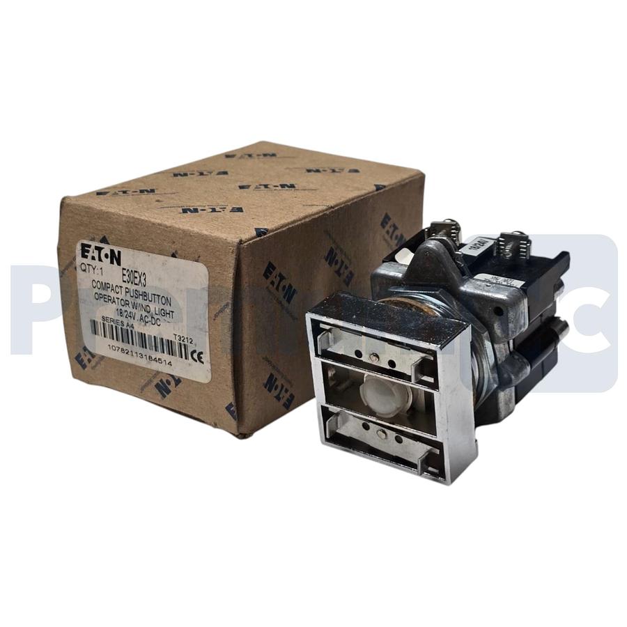 Used Eaton E30EX3 Compact Pushbutton Operator w/ Ind. Light 18/24V AC-DC Series A4