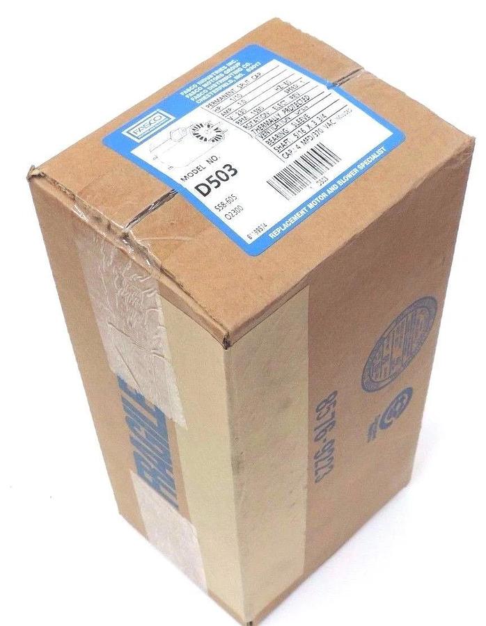 Used NIB FASCO D503 MOTOR HP: 1/10, AMP: 1.0, V: 230, HZ: 60, RPM: 1590, SPEED: 1