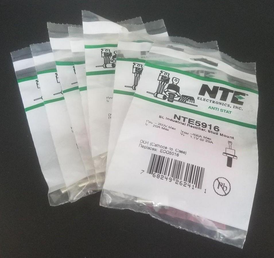 Used LOT OF 7 NEW NTE NTE5916 SI, INDUSTRIAL RECTIFIERS, STUD MOUNT