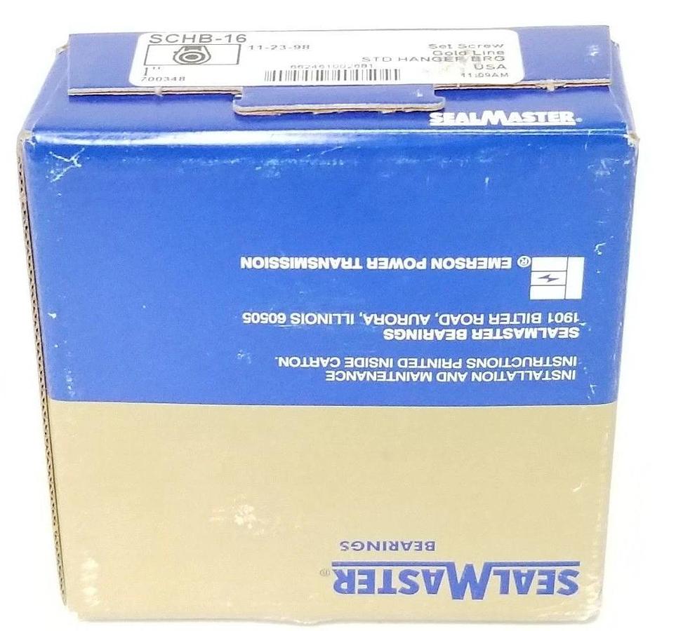 Used NIB 1" SEALMASTER SCHB-16 HANGER BEARING STD SET SCREW GOLD LINE SCHB16