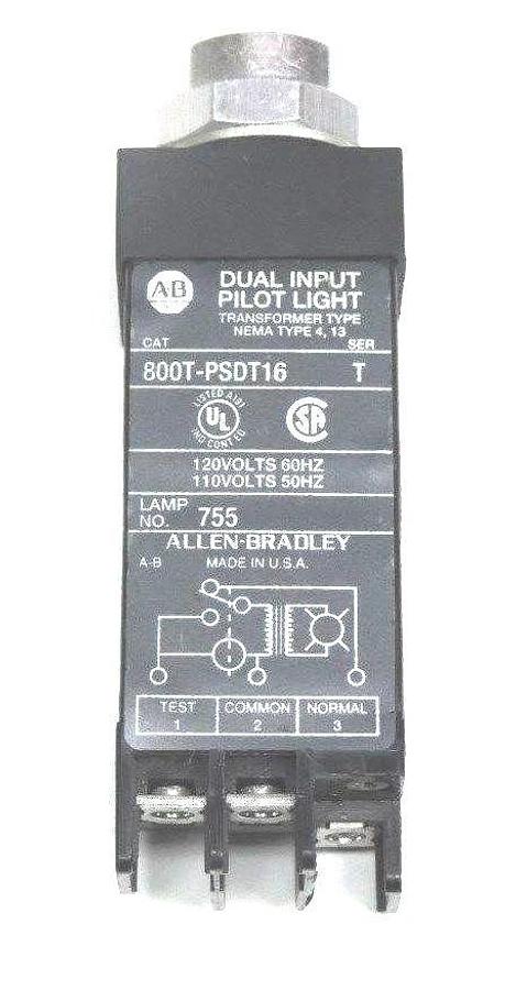 Used ALLEN BRADLEY 800T-PSDT16 DUAL INPUT PILOT LIGHT SER T 800TPSDT16