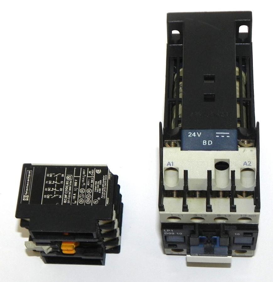 Used TELEMECANIQUE LP1D0910 CONTACTOR W/ LA1DN22 REPLACEMENT AUXILIARY CONTACT