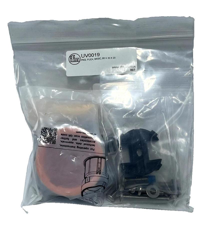 Used IFM UV0019 Valve Target Puck Kit - 80x30x20 w/ E12517 Puck, E12526 Spacer