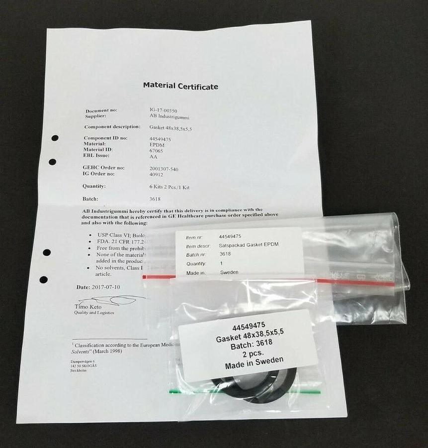 Used BAG OF 2 NEW GE HEALTHCARE 44-5494-75 FLAT GASKETS 48x38.5x5.5mm 44549475