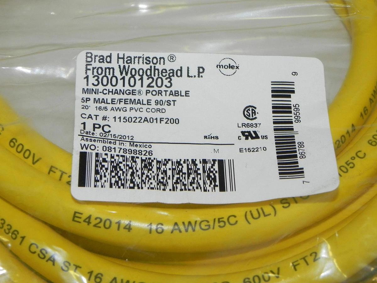Used NEW BRAD HARRISON 1300101203 MINI-CHANGE CORD 20' CAT #: 115022A01F200