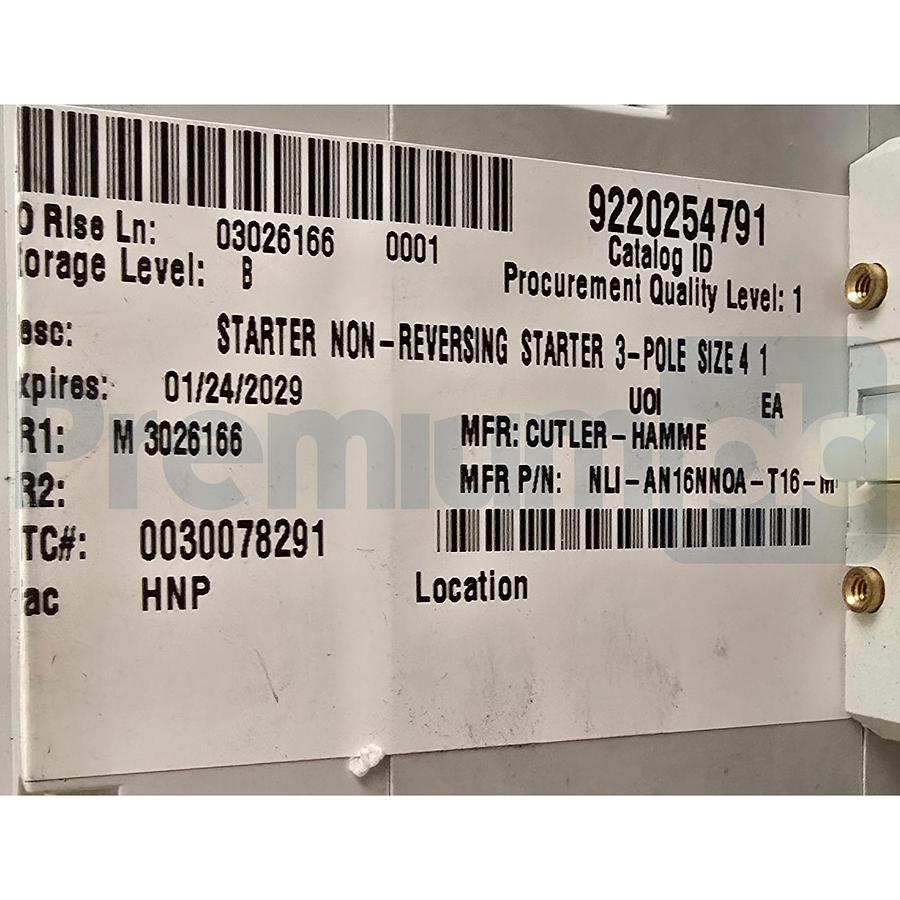 Used Eaton AN16NN0A-T16 Freedom NEMA Size 4 Starter 135A 120V-Coil AN16NN0-T16 NSNP