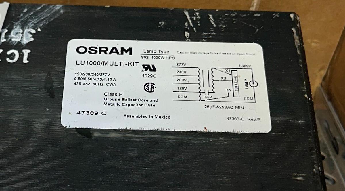 Used OSRAM 47389-C / 47389 LUMALUX LU1000/MULTI-KIT BALLAST KIT 120/208/240/277V NSMP