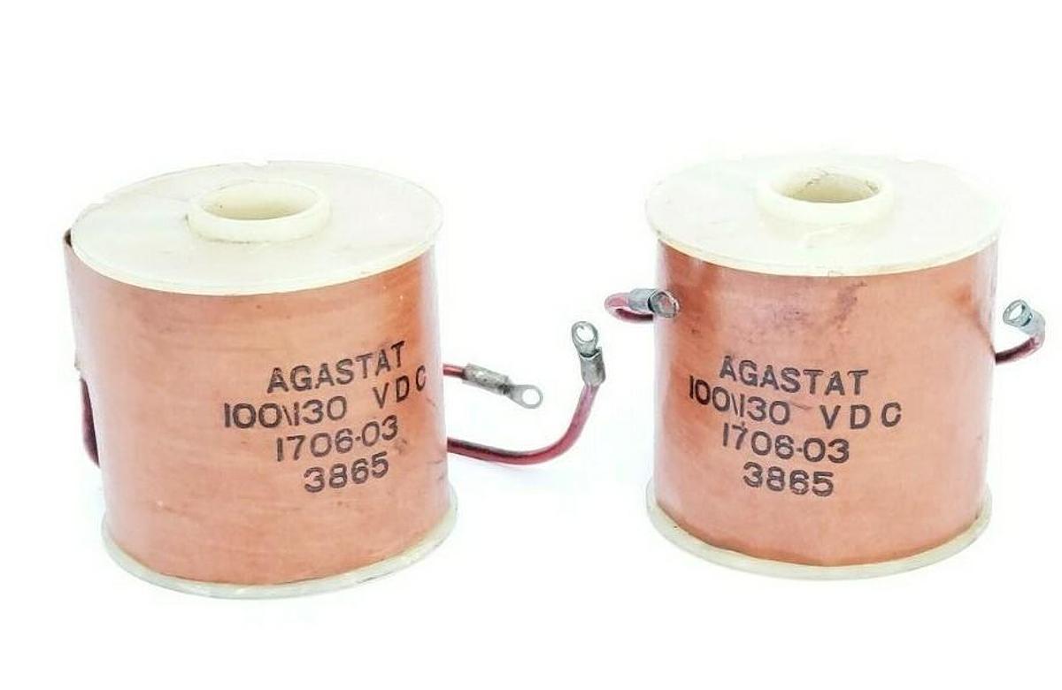 Used LOT OF 2 AGASTAT 1706-03 COILS 100/130 VDC 3865