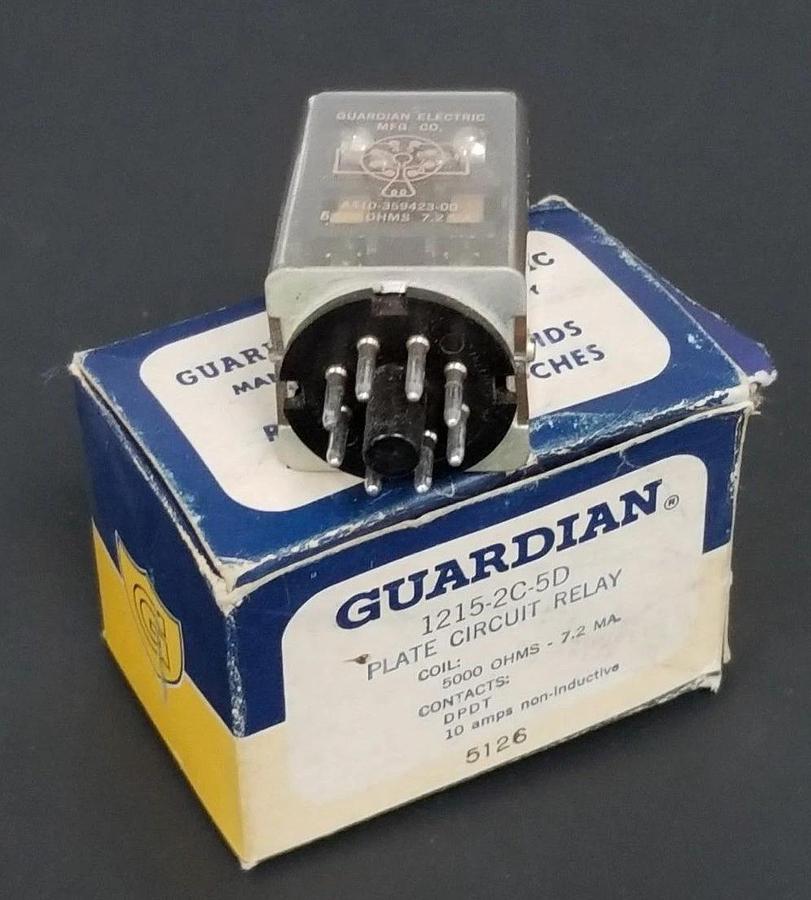 Used NIB GUARDIAN 1215-2C-5D PLATE CIRCUIT RELAY 12152C5D PLATE CIRCUIT RELAY 10AMPS