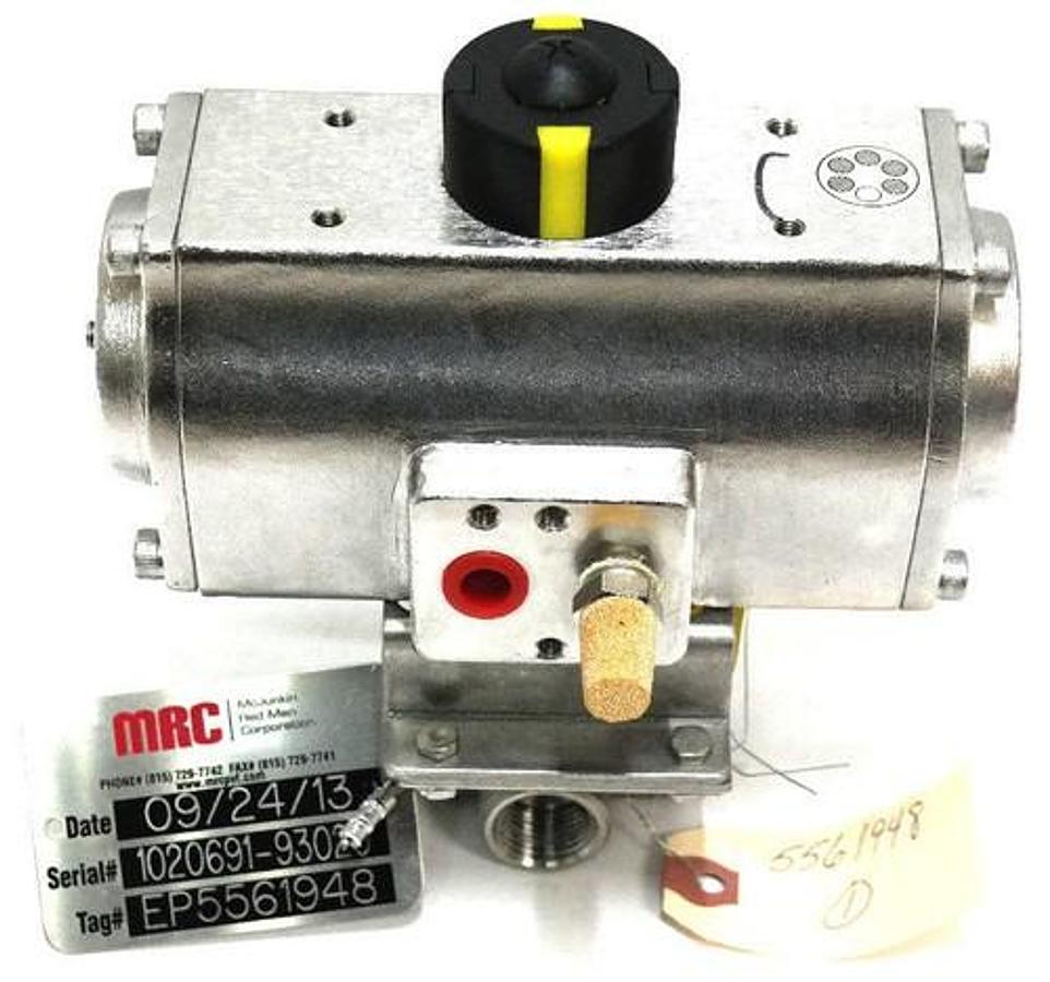 Used UNITORQ A30K55SLS SS PNEUMATIC ACTUATOR W/ APOLLO 76-603-01 THREADED BALL VALVE