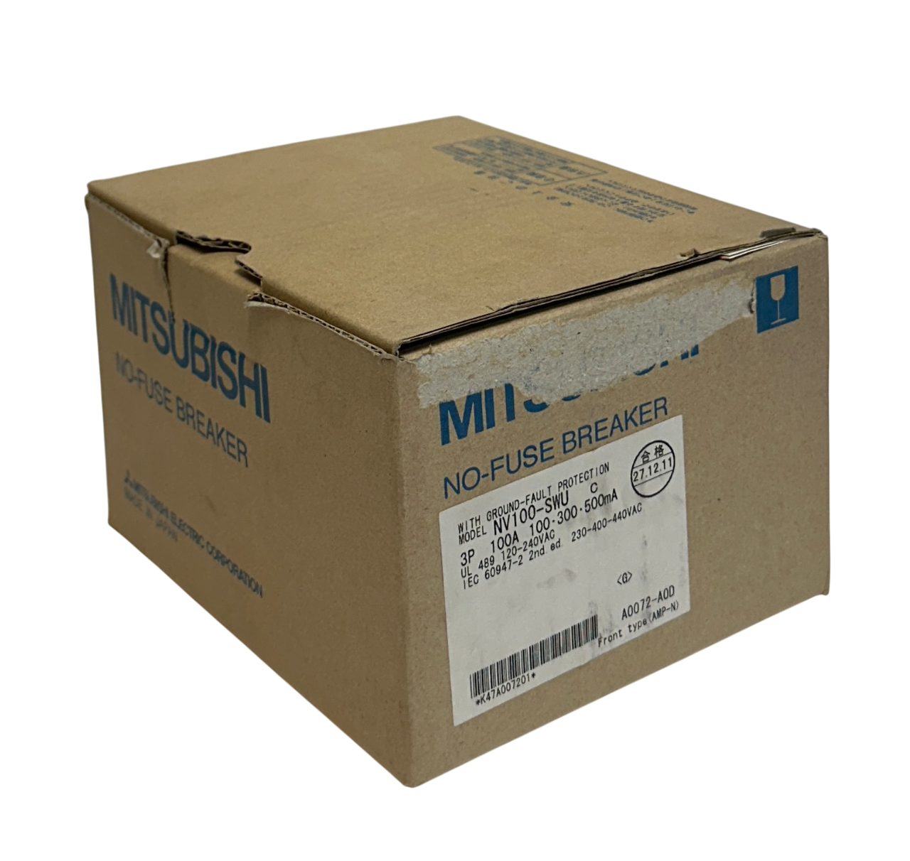 Used MITSUBISHI NV100-SWU3P100A100 / NV100-SWU BREAKER 100A NV100-SWU3-100 50kA NSMP