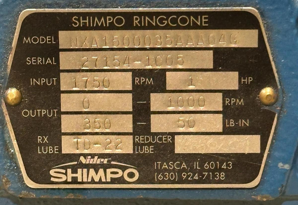 Used NEW SHIMPO NXA1500035AAA04G RING-CONE 1750RPM 1HP CRM-H6J6PM-AA MOTOR 6RH-15AF