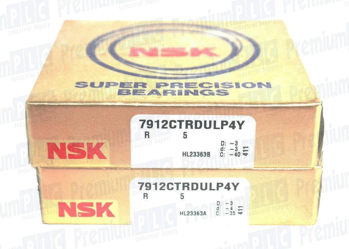 Used SET OF 2 NEW SEALED NSK 7912CTRDULP4Y SUPER PRECISION BALL BEARINGS