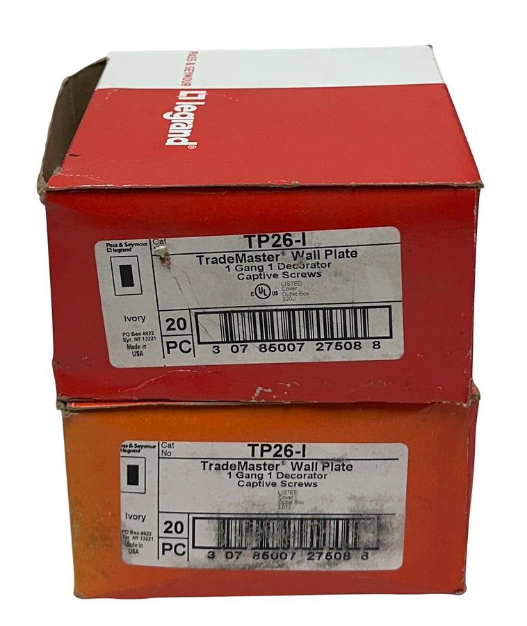 Used 39 PASS & SEYMOUR LEGRAND TP26-I / TP26I TradeMaster WALL PLATES 1G 1DECOR NSMP