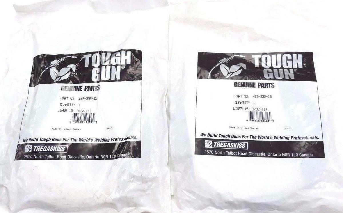 Used LOT OF 2 NEW TOUGH GUN 415-332-15 LINERS 15' 3/32, 41533215