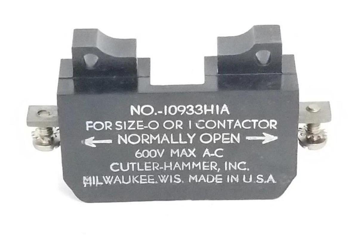 Used CUTLER-HAMMER 10933H1A AUXILIARY CONTACT FOR SIZE 0 OR 1, 600V MAX A.C.