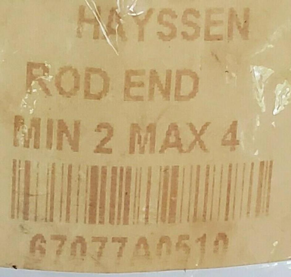 Used LOT OF 4 NEW HAYSSEN 67077A0510 ROD ENDS MIN 2 MAX 4