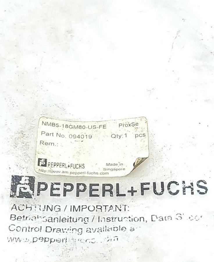 Used NEW PEPPERL+FUCHS NMB5-18GM80-US-FE INDUCTIVE SENSOR P/N: 094019