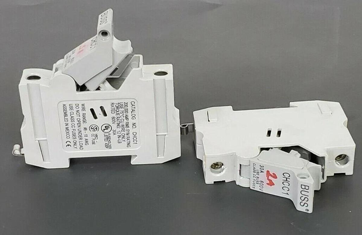 Used LOT OF 2 COOPER BUSSMANN CHCC1 FUSE HOLDERS 30A 600V