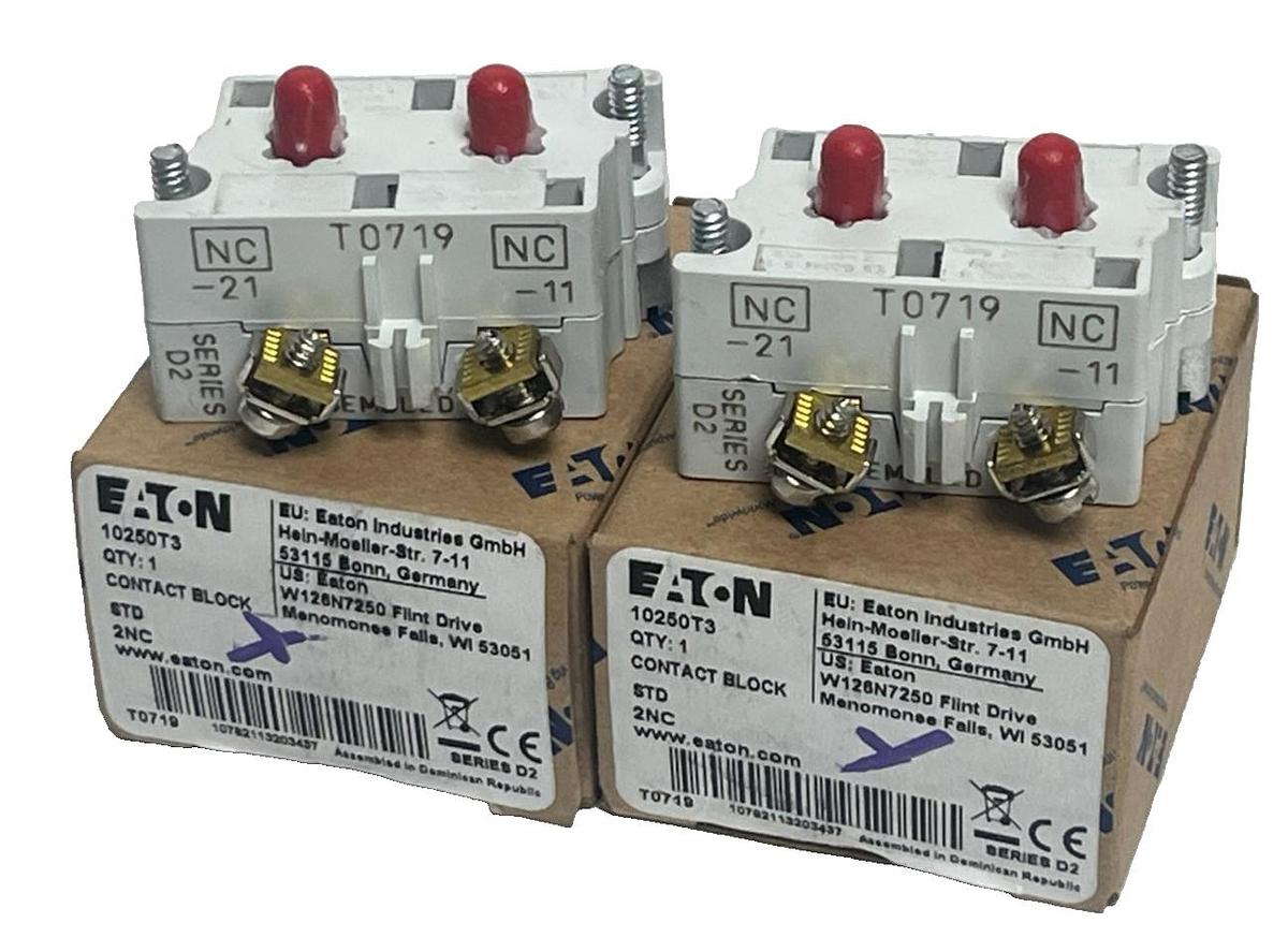 Used 2 Eaton 10250T3 Contact Blocks 30.5mm 2NC Heavy Duty Pushbutton 600V Set NSMP