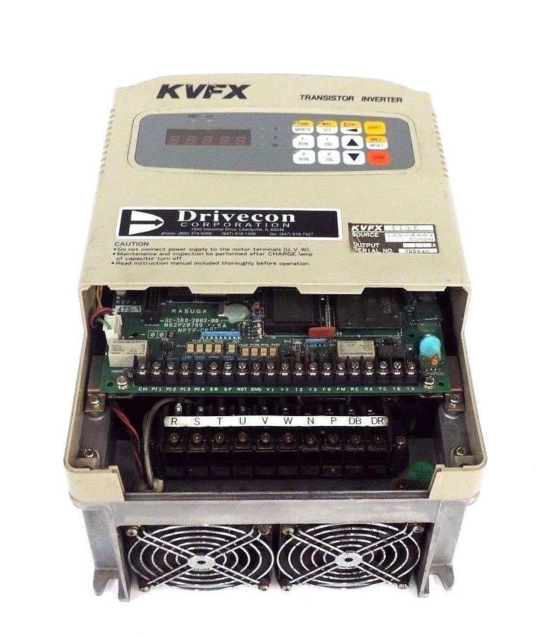 Used DRIVECON KVFX-475-E TRANSISTOR INVERTER 380/460V, 50/60HZ, 17A, 10HP, KVFX475E