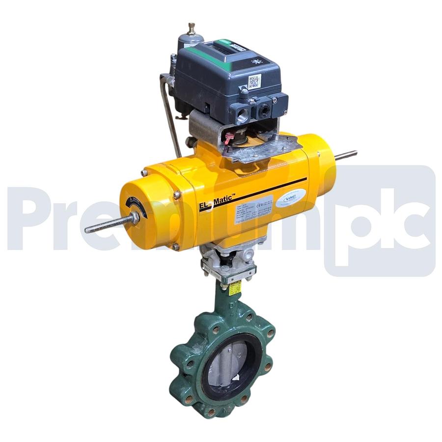 Used Fisher El-O-Matic 4" Butterfly Valve Assy w/DVC2000 Positioner & F0200U Actuator