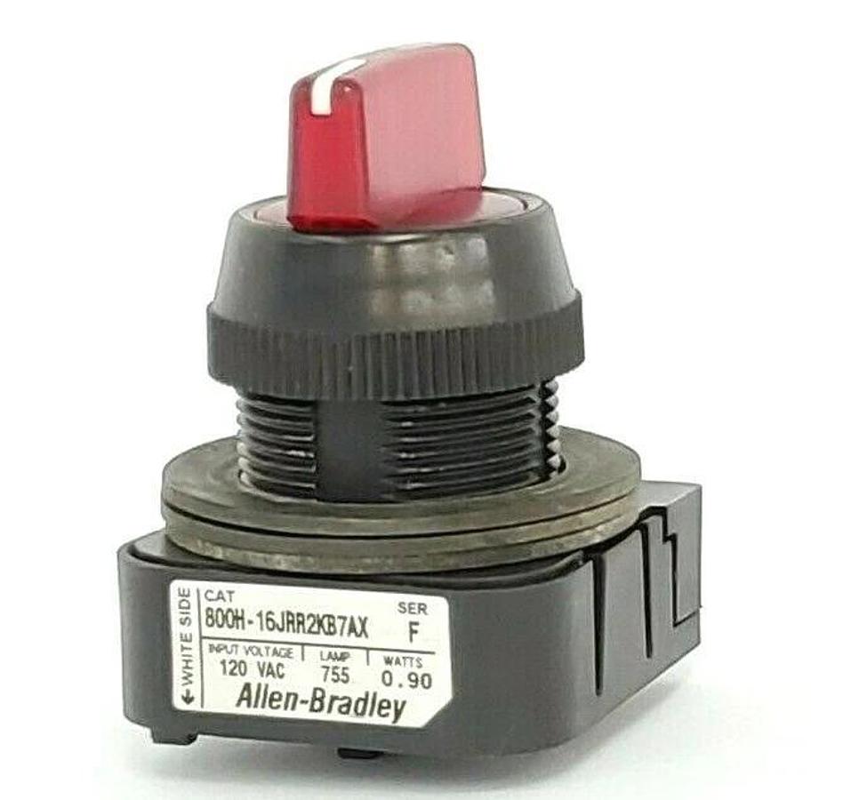 Used ALLEN BRADLEY 800H-16JRR2KB7AX SELECTOR SWITCH SER. F 120V, 0.90W