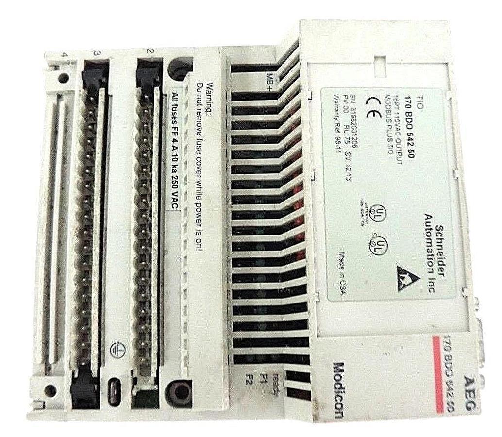 Used SCHNEIDER MODICON 170BDO54250 MODBUS PLUS TIO 16PT, 115VAC, PV: 00, RL: 75